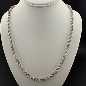 Monet Silver-Tone Rope Chain Necklace Elegant Twisted Braided Design Vintage Loo